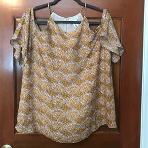 Cold shoulder yellow blouse